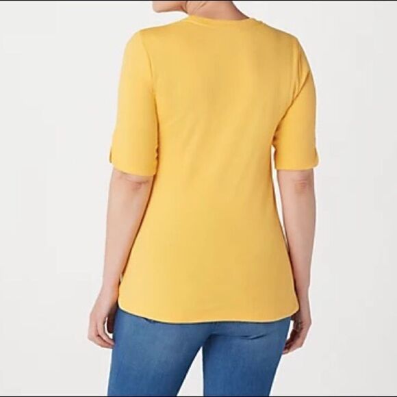 Isaac Mizrahi Live! Essentials Elbow Sleeve Crew Neck Top - Picture 3 of 5